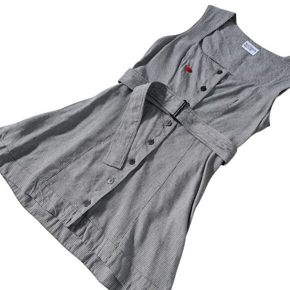 MATTHEW BRUCH Apron Mini Dress in Black Repaired - Picture 3 of 12